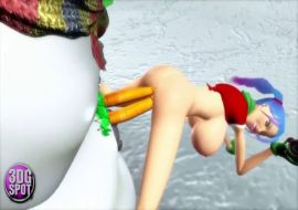 Снеговик трахает девушку, прикол